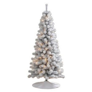 4 ft. Pre Lit Tinsel Collection Silver Tree with Clear Lights